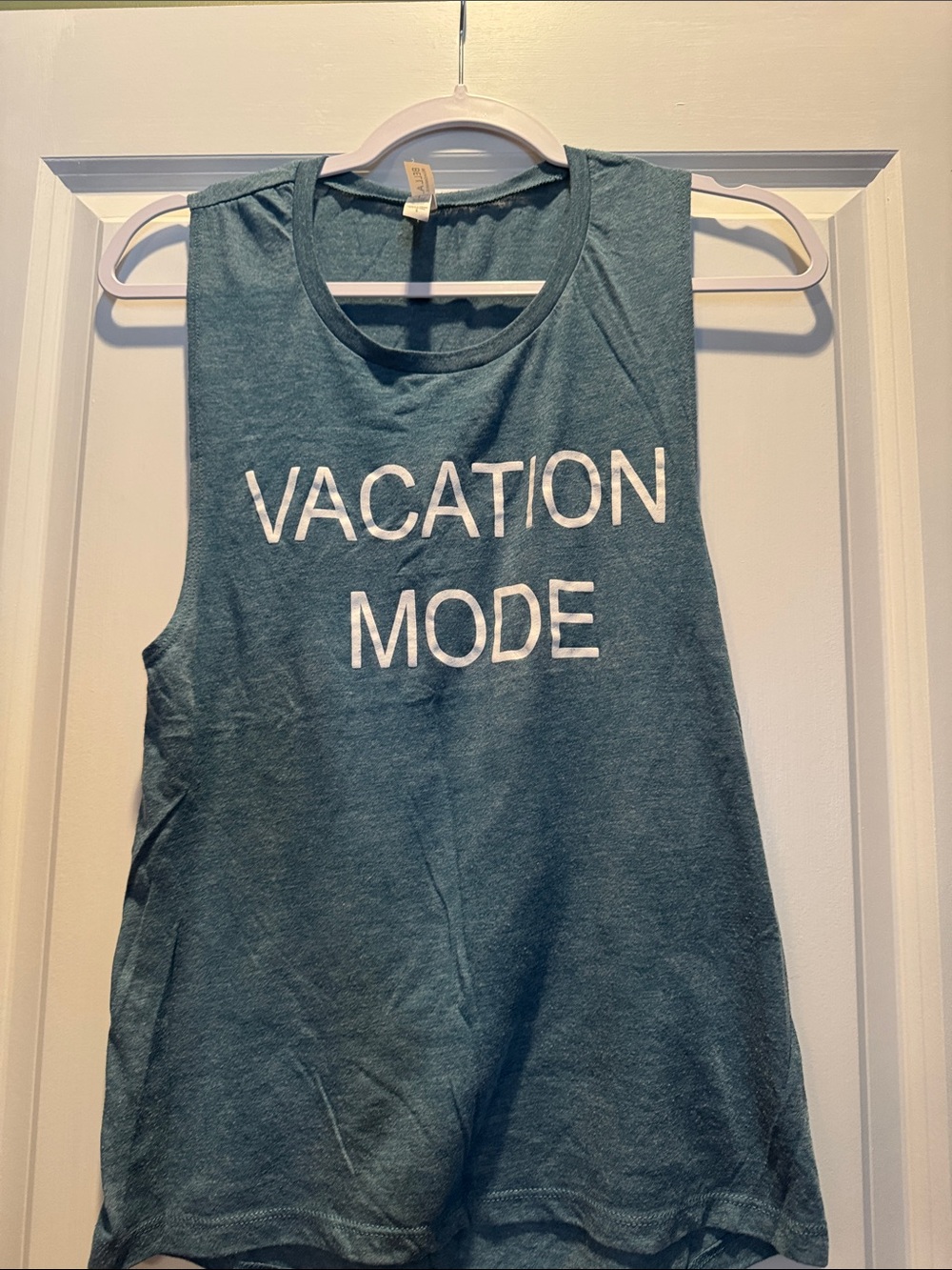 Bella Canvas Teal 'Vacation Mode' Crew Neck Tank